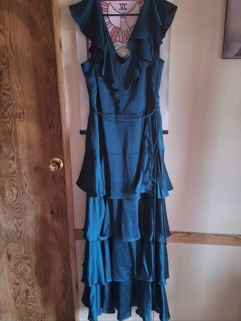 Maison Tara Emerald Green Ruffle Maxi Dress